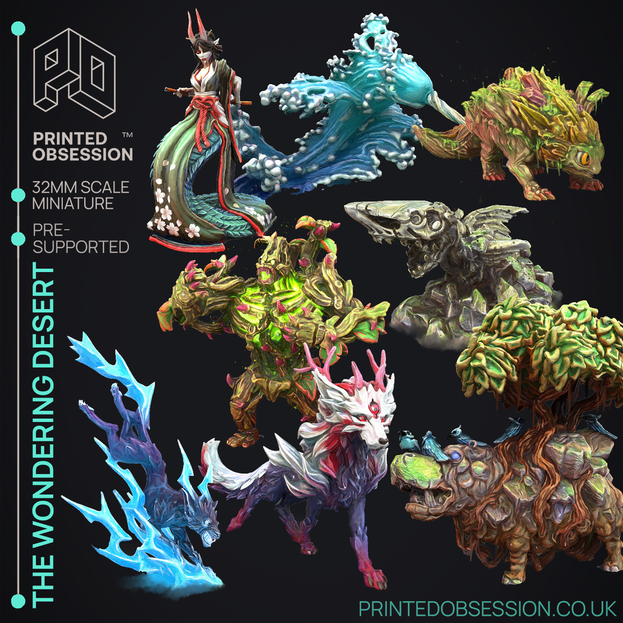 Elemental Creatures 2 - 8 Models - PRESUPPORTED - Illustrated and Stats - 32mm scale